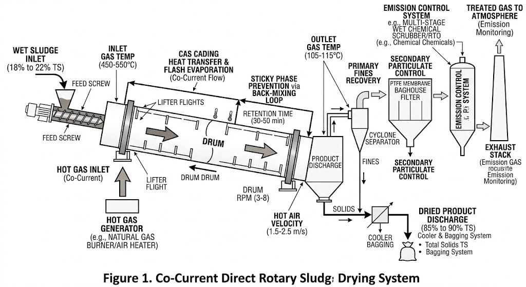 Advanced Guide to Rotary Sludge Drying: Engineering Principles, Sizing, and Operational Optimization